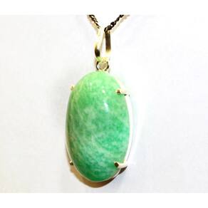 Colar Cabochão Pedra Amazonita Verde Montagem Garra Dourado