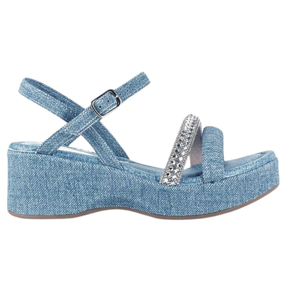 Sandália Pink Cats Anabela Infantil Jeans Azul