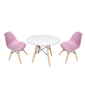Conjunto Mesa Infantil Eiffel Branco + 2 Cadeira Eiffel Infantil Rosa