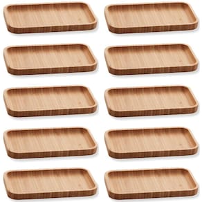 10 Bandejas Bambu Lyor Retangular Petisqueiras Multiuso Hire