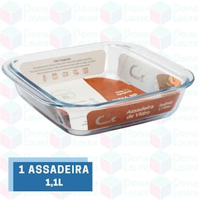 1 Forma de Vidro 1,1L Quadrada Sobremesa Servir Pequena Mesa