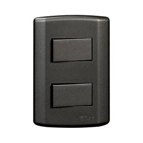 Interruptor de 2 Teclas Simples, Modular, com Placa 4x2 e Suporte Grafite