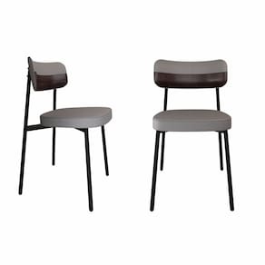 Cadeira Alloa Fixa com 4 Pés 500 X 447 X 838 Mm com 2 Unidades Corriente Cinza Claro/Café/Preto Epoxi