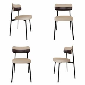Cadeira Fixa com 4 Pés 50 X 44,7 X 83,8 Cm com 4 Unidades Alloa Areia/Café/Preto Epoxi