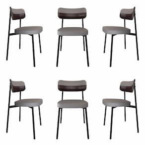 Cadeira Fixa com 4 Pés 50 X 44,7 X 83,8 Cm com 6 Unidades Alloa Corriente Cinza Claro/Café/Preto