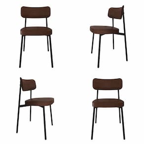 Cadeira Fixa com 4 Pés 50 X 44,7 X 83,8 Cm com 4 Unidades Alloa Whisky/Preto Epoxi