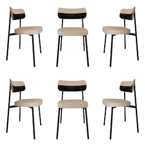 Cadeira Fixa com 4 Pés 50 X 44,7 X 83,8 Cm com 6 Unidades Alloa Areia/Preto/Preto Epoxi