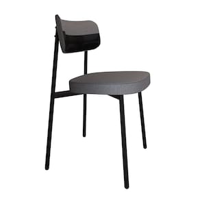 Cadeira Alloa Fixa com 4 Pés 50 X 44,7 X 83,8 Cm com 1 Unidade Corriente Cinza/Courino Preto/Preto Epoxi
