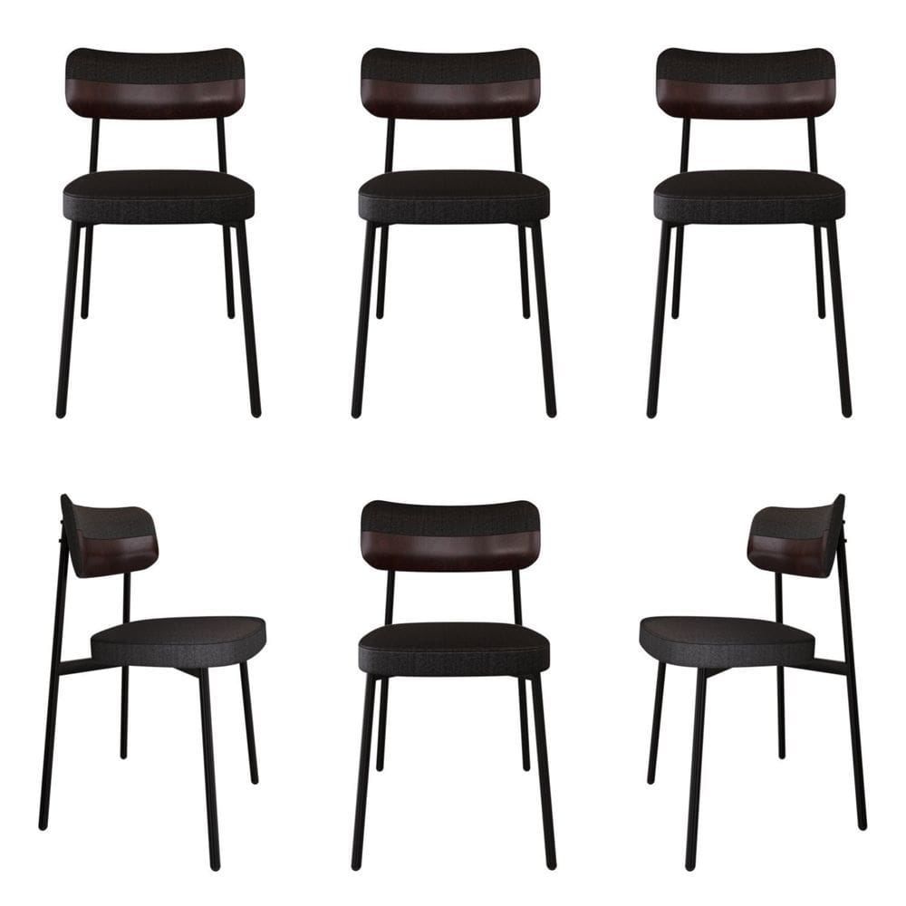 Cadeira Fixa com 4 Pés 50 X 44,7 X 83,8 Cm com 6 Unidades Alloa Corriente Preto/Café/Preto