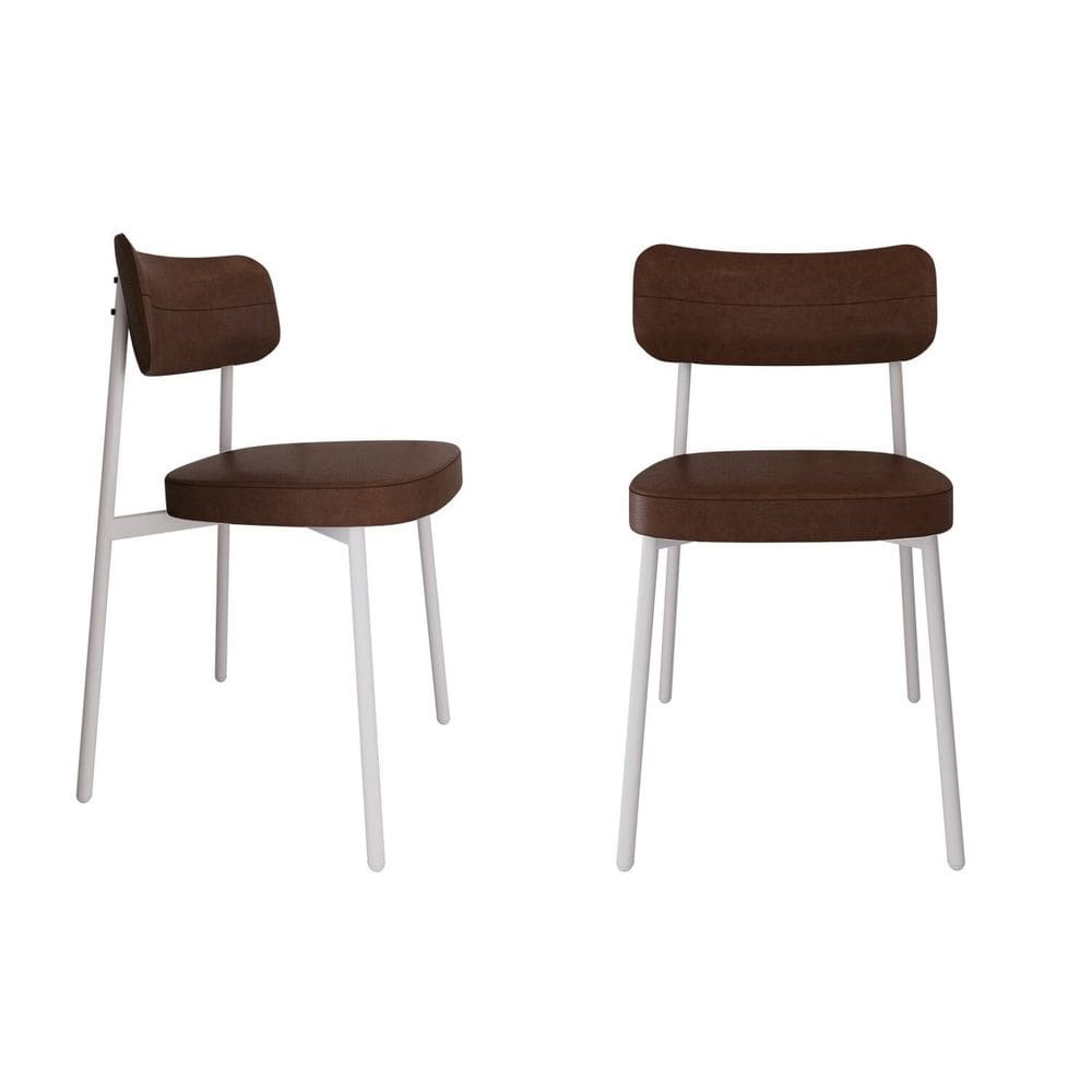 Cadeira Alloa Fixa com 4 Pés 50 X 44,7 X 83,8 Cm com 2 Unidade Whisky/Branco Epoxi