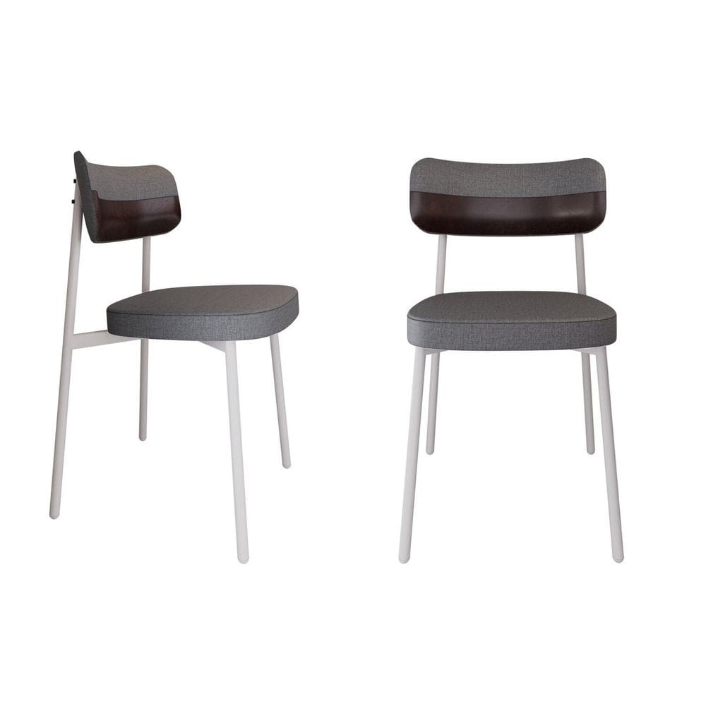 Cadeira Alloa Fixa com 4 Pés 50 X 44,7 X 83,8 Cm com 2 Unidade Cinza/Café/Branco Epoxi