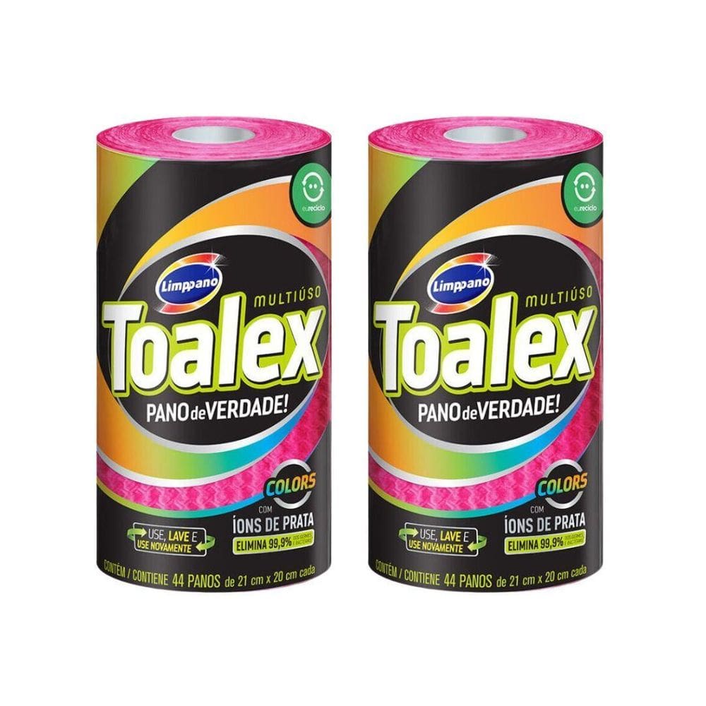 Pano Multiuso Toalex Reutilizavel Rosa Com 44Un-Kit Com 2Un