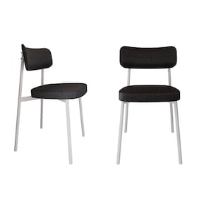 Cadeira Alloa Fixa com 4 Pés 50 X 44,7 X 83,8 Cm com 2 Unidade Preto/Branco Epoxi