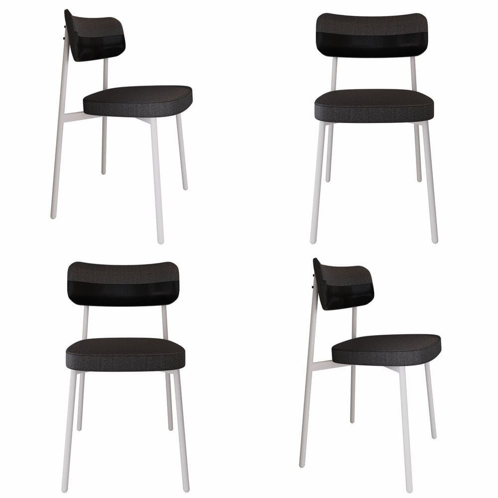 Cadeira Alloa Fixa com 4 Pés 50 X 44,7 X 83,8 Cm com 4 Unidade Preto/Preto/Branco Epoxi