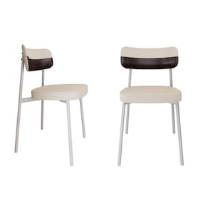 Cadeira Alloa Fixa com 4 Pés 50 X 44,7 X 83,8 Cm com 2 Unidade Palha/Café/Branco Epoxi