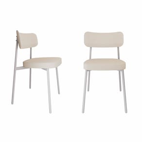 Cadeira Alloa Fixa com 4 Pés 50 X 44,7 X 83,8 Cm com 2 Unidade Palha/Branco Epoxi