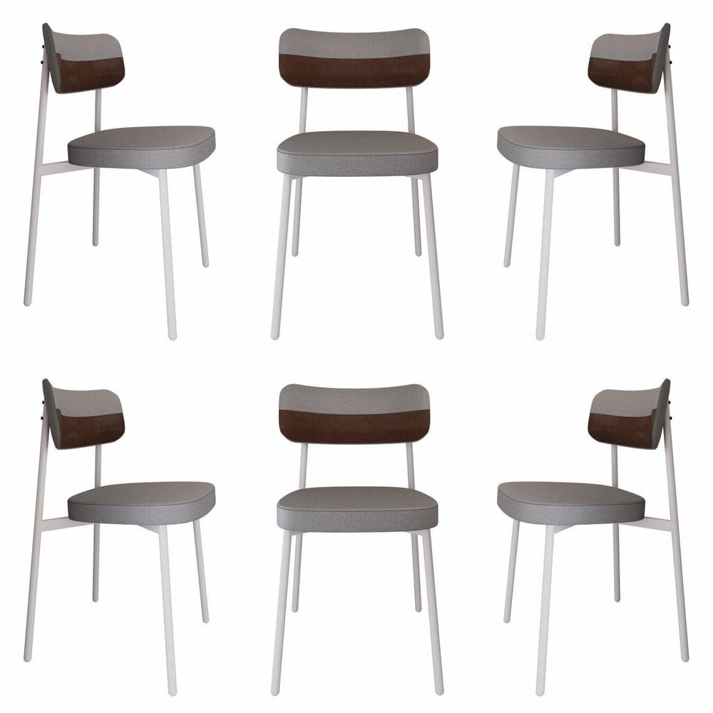Cadeira Alloa Fixa com 4 Pés 50 X 44,7 X 83,8 Cm com 6 Unidade Cinza Claro/Whisky/Branco Epoxi