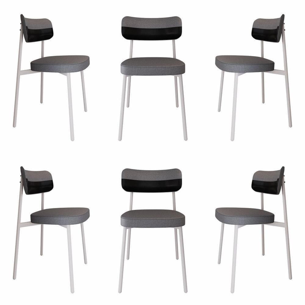 Cadeira Alloa Fixa com 4 Pés 50 X 44,7 X 83,8 Cm com 6 Unidades Cinza/Preto/Branco Epoxi
