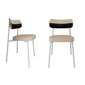 Cadeira Alloa Fixa com 4 Pés 50 X 44,7 X 83,8 Cm com 2 Unidade Areia/Preto/Branco