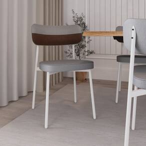 Cadeira Alloa Fixa com 4 Pés 50 X 44,7 X 83,8 Cm com 2 Unidade Cinza Claro/ Whisky/Branco Epoxi