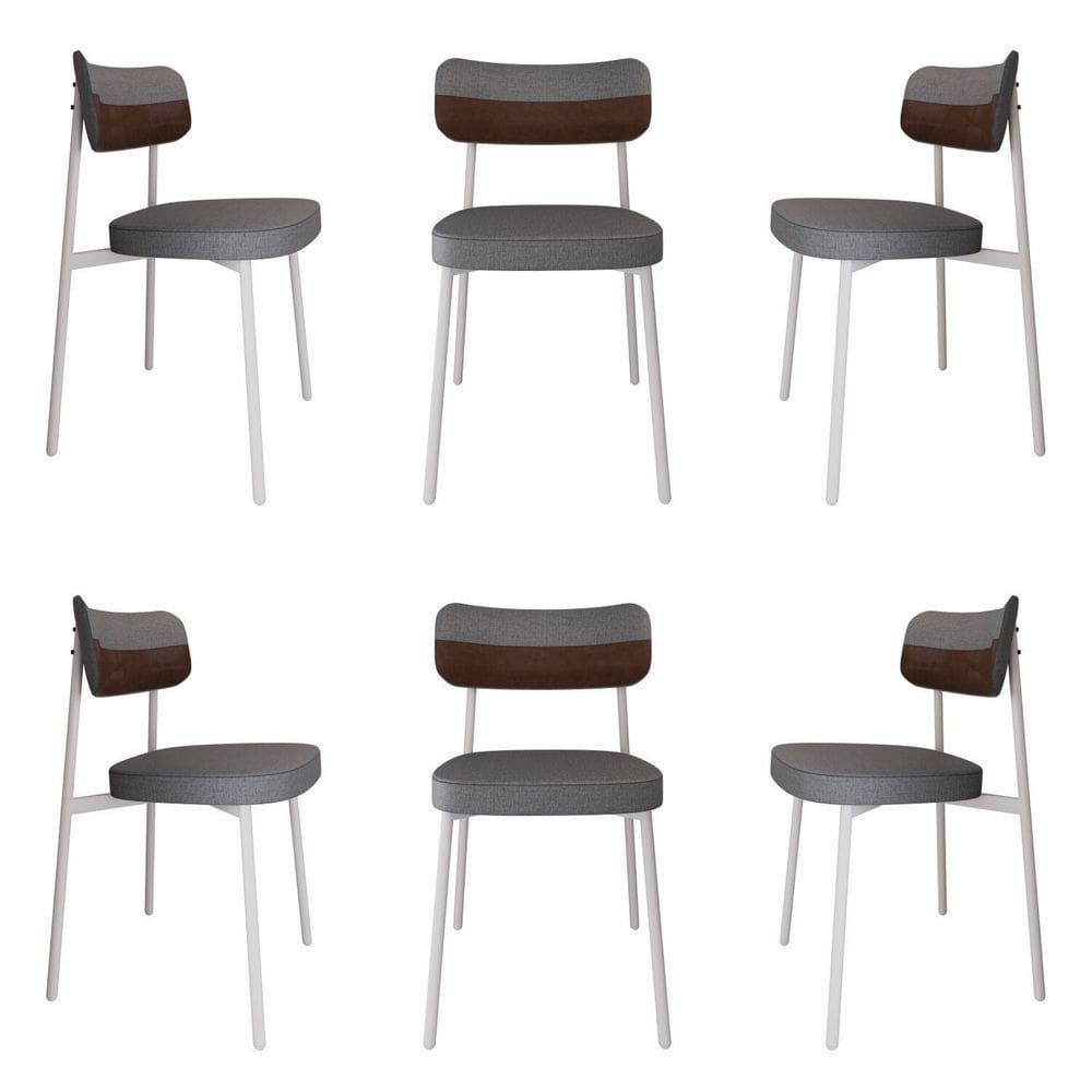 Cadeira Alloa Fixa com 4 Pés 50 X 44,7 X 83,8 Cm com 6 Unidades Cinza/Whisky/Branco Epoxi