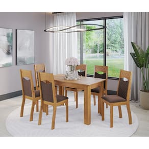 Mesa de Jantar Retangular Patrizia Com 6 Cadeiras Pietra Cobre/V.bombom - Casa Giulia