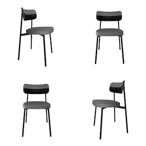 Cadeira Fixa com 4 Pés 50 X 44,7 X 83,8 Cm com 4 Unidades Alloa Cinza/Preto Epoxi