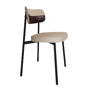 Cadeira Alloa Fixa com 4 Pés 50 X 44,7 X 83,8 Cm com 1 Unidade Corriente Areia/Courino Café/Preto Epoxi