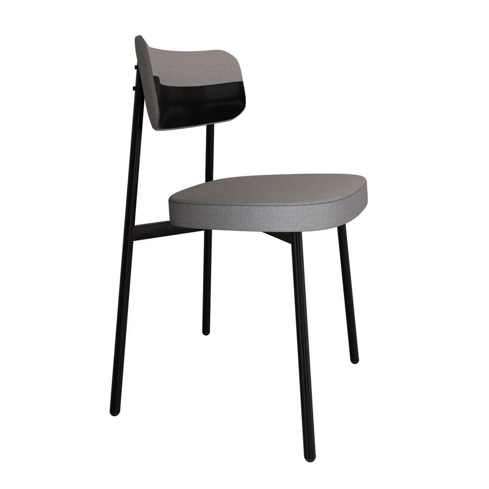 Cadeira Alloa Fixa com 4 Pés 500 X 447 X 838 Mm com 1 Unidade Cinza Claro/ Preto/Preto Epoxi