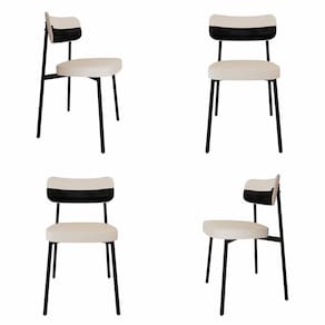 Cadeira Fixa com 4 Pés 50 X 44,7 X 83,8 Cm com 4 Unidades Alloa Palha/Preto Epoxi