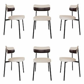 Cadeira Fixa com 4 Pés 50 X 44,7 X 83,8 Cm com 6 Unidades Alloa Corriente /Café/Preto