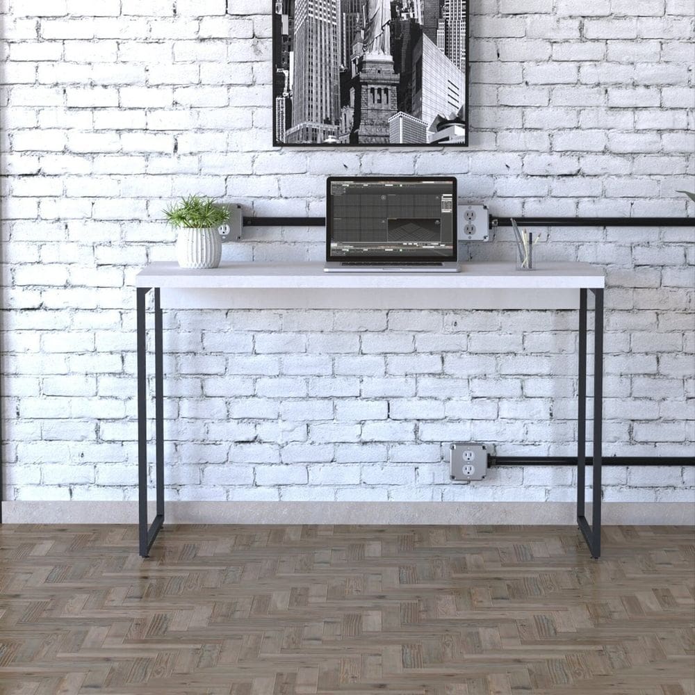 Escrivaninha Estilo Industrial 120cm Dynamica Yescasa Branco Chess/Preto