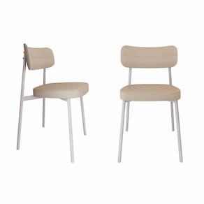 Cadeira Alloa Fixa com 4 Pés 50 X 44,7 X 83,8 Cm com 2 Unidade Areia/Branco Epoxi