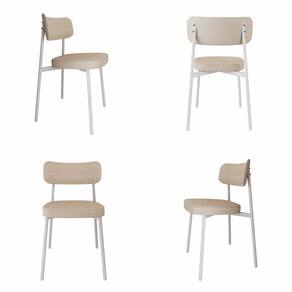 Cadeira Alloa Fixa com 4 Pés 50 X 44,7 X 83,8 Cm com 4 Unidade Areia/Branco Epoxi