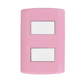 Interruptor de 2 Teclas Simples, Modular, com Placa 4x2 e Suporte Rosa/Branco
