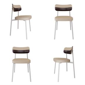 Cadeira Alloa Fixa com 4 Pés 50 X 44,7 X 83,8 Cm com 4 Unidade Areia/Café/Branco Epoxi