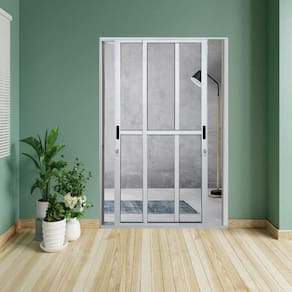 Kit com 2 Portas Sacada de Alumínio 2 Folhas Móveis 210 X 120cm com Fechadura Linha 25 Branco