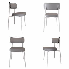 Cadeira Alloa Fixa com 4 Pés 50 X 44,7 X 83,8 Cm com 4 Unidade Cinza Claro/Branco Epoxi