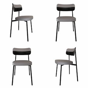 Cadeira Fixa com 4 Pés 50 X 44,7 X 83,8 Cm com 4 Unidades Alloa Cinza Claro/Preto/Preto Epoxi