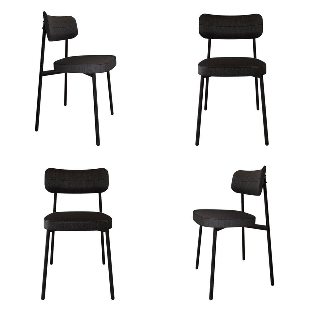 Cadeira Fixa com 4 Pés 50 X 44,7 X 83,8 Cm com 4 Unidades Alloa Preto Epoxi