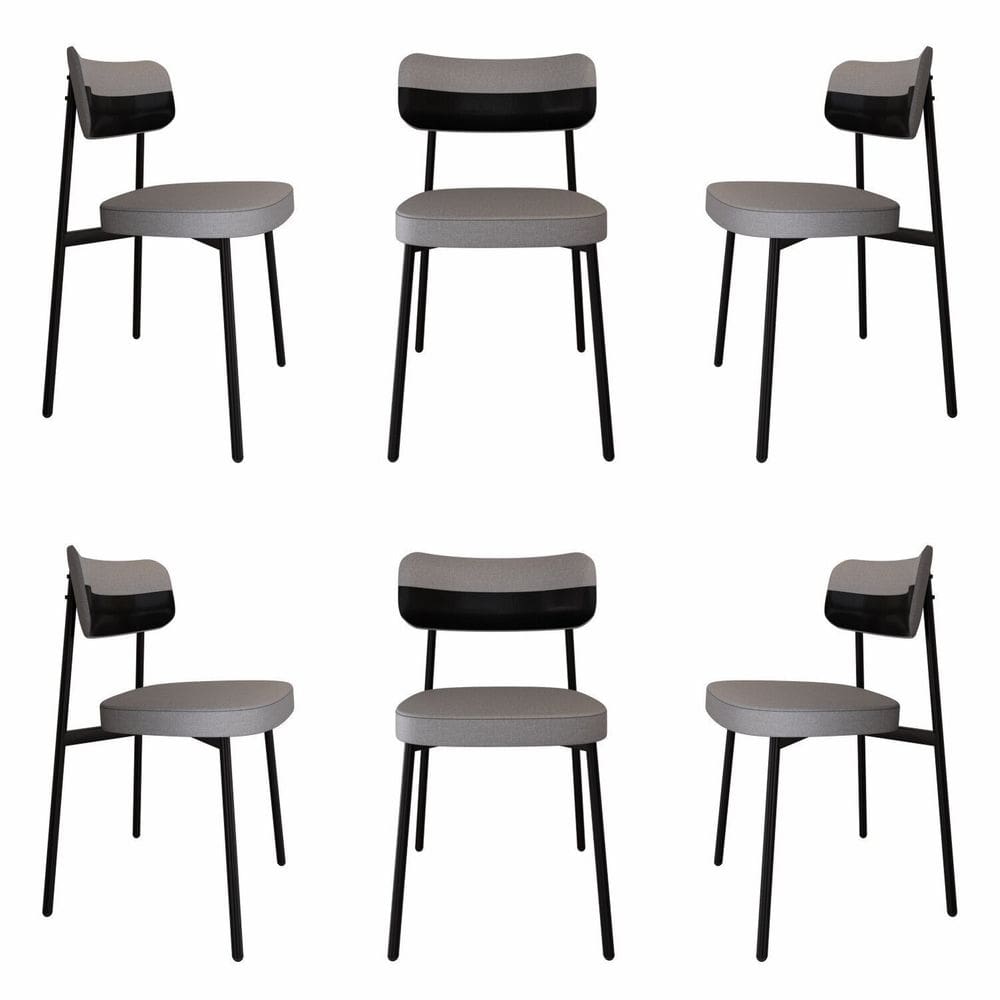 Cadeira Fixa com 4 Pés 50 X 44,7 X 83,8 Cm com 6 Unidades Alloa Corriente Cinza Claro/Preto