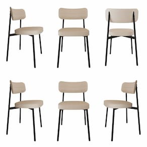 Cadeira Fixa com 4 Pés 50 X 44,7 X 83,8 Cm com 6 Unidades Areia/Preto Epoxi
