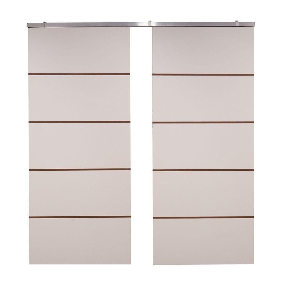 Porta Dupla Branco Prime Frisada Kit Alumínio F03 - 210x120