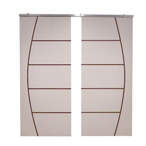 Porta Dupla Branco Prime Frisada Kit Alumínio F04 - 210x160