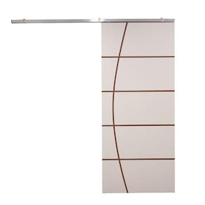 Porta De Correr Branco Prime Frisada Kit Alumínio F01 - 210x90