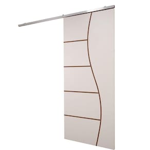 Porta De Correr Branco Prime Frisada Kit Alumínio F07 - 210x90