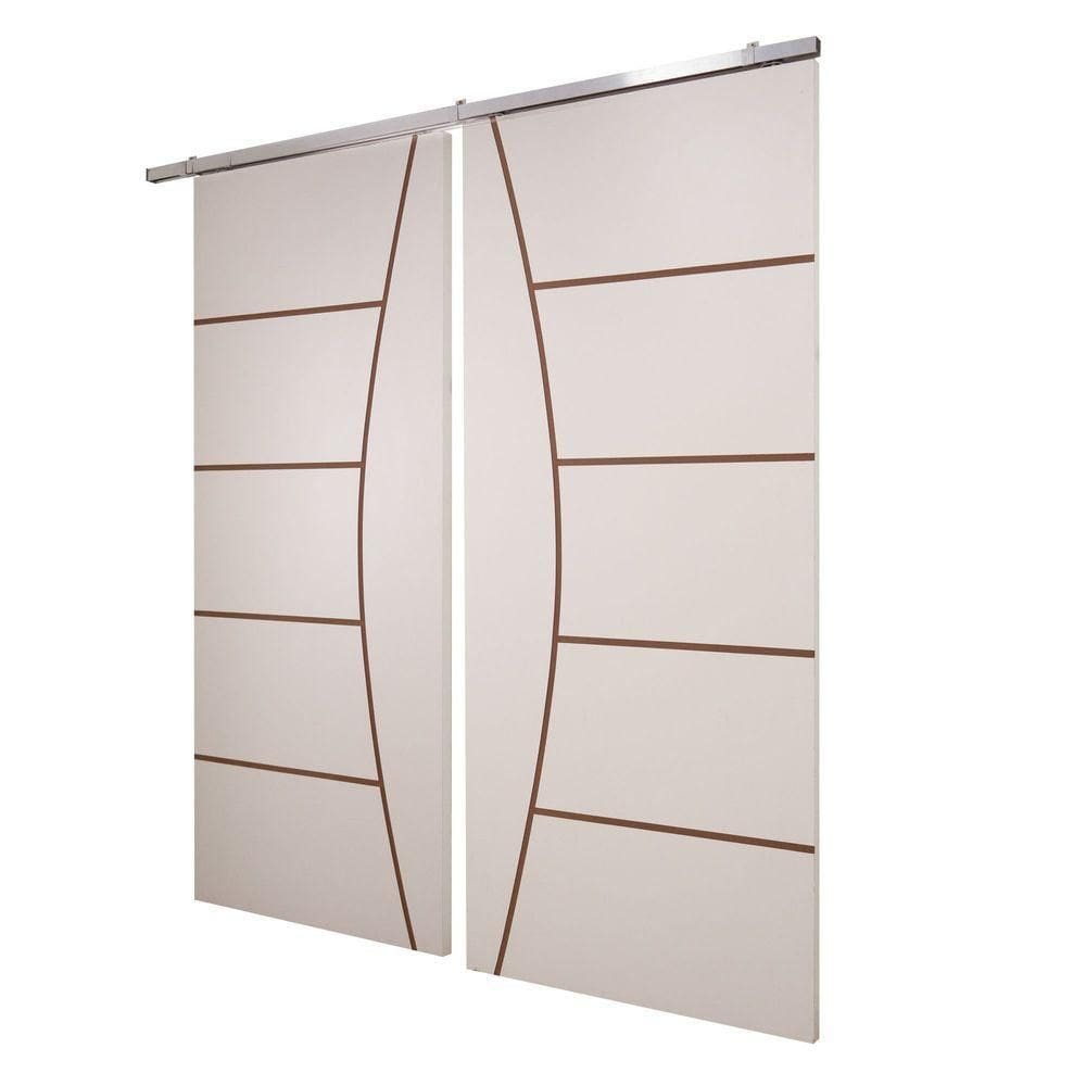 Porta Dupla Branco Prime Frisada Kit Alumínio F09 - 210x140
