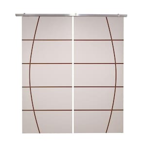 Porta Dupla Branco Prime Frisada Kit Alumínio F01 - 210x120