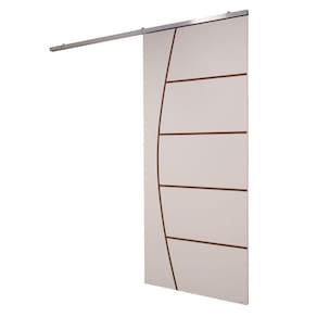 Porta De Correr Branco Prime Frisada Kit Alumínio F04 - 210x90
