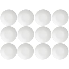 Jogo 12 Pratos de Porcelana Sobremesa Tramontina Leonora 19cm Brancos Raso Leve Cupê